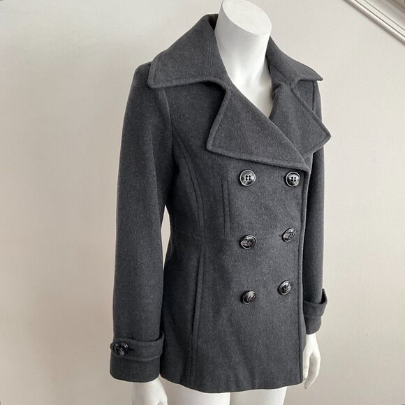 London Fog Wool Blend Double Breasted Jacket Gray Long Sleeve PS - Picture 8 of 8